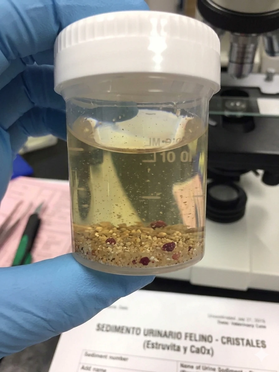 Cálculos urinarios en gatos Sedimento urinario en gatos - clinica veterinaria badajoz