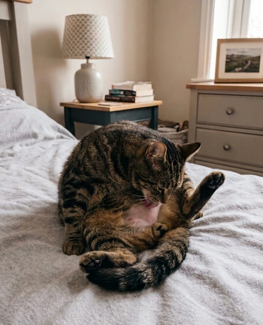 Problemas urinarios en gatos - Acicalamiento excesivo en la zona abdominal o genital - Veterinarios en badajoz